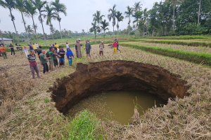 sinkhole Situjuah Batua di area persawahan Limapuluh Kota