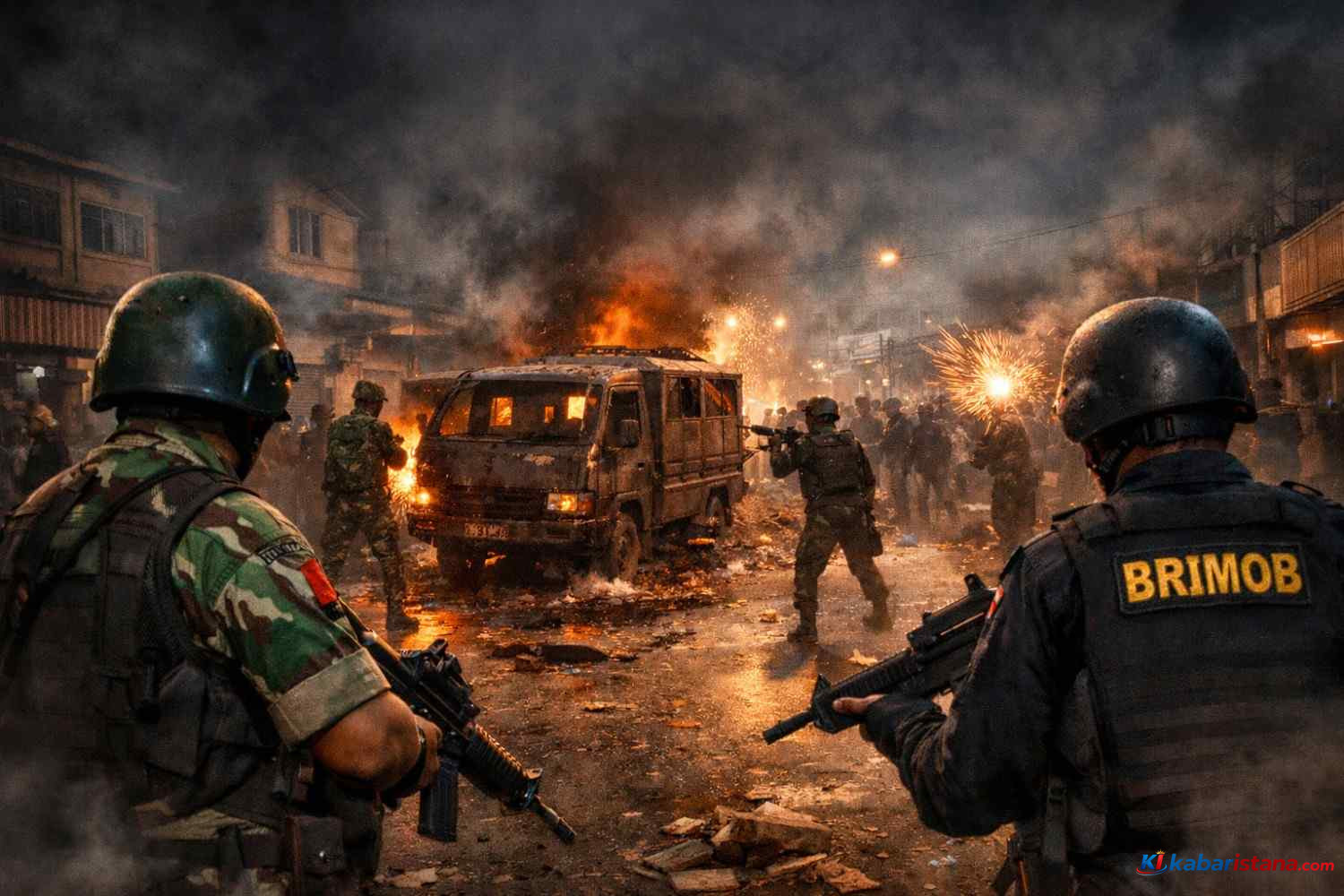 Ilustrasi bentrokan TNI Brimob Binjai di Sumatera Utara
