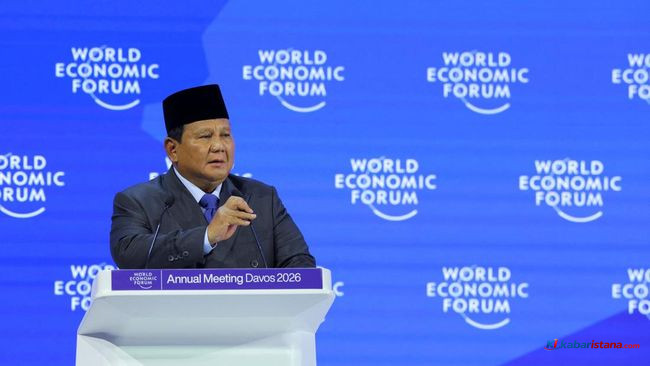 Prabowo Subianto menyampaikan pidato Prabowo di WEF 2026 di Davos, Swiss