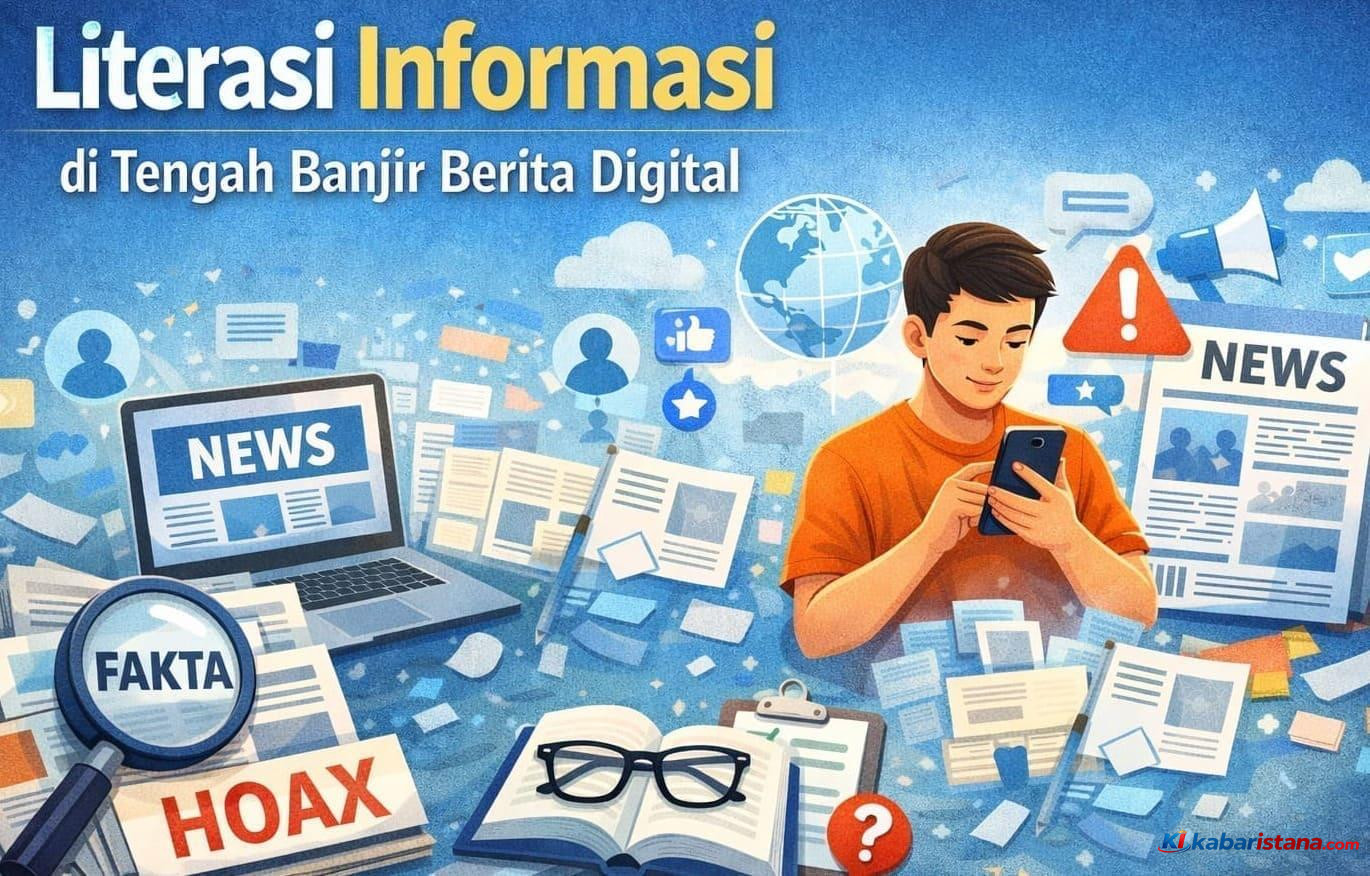 ilustrasi literasi informasi digital di tengah banjir berita online
