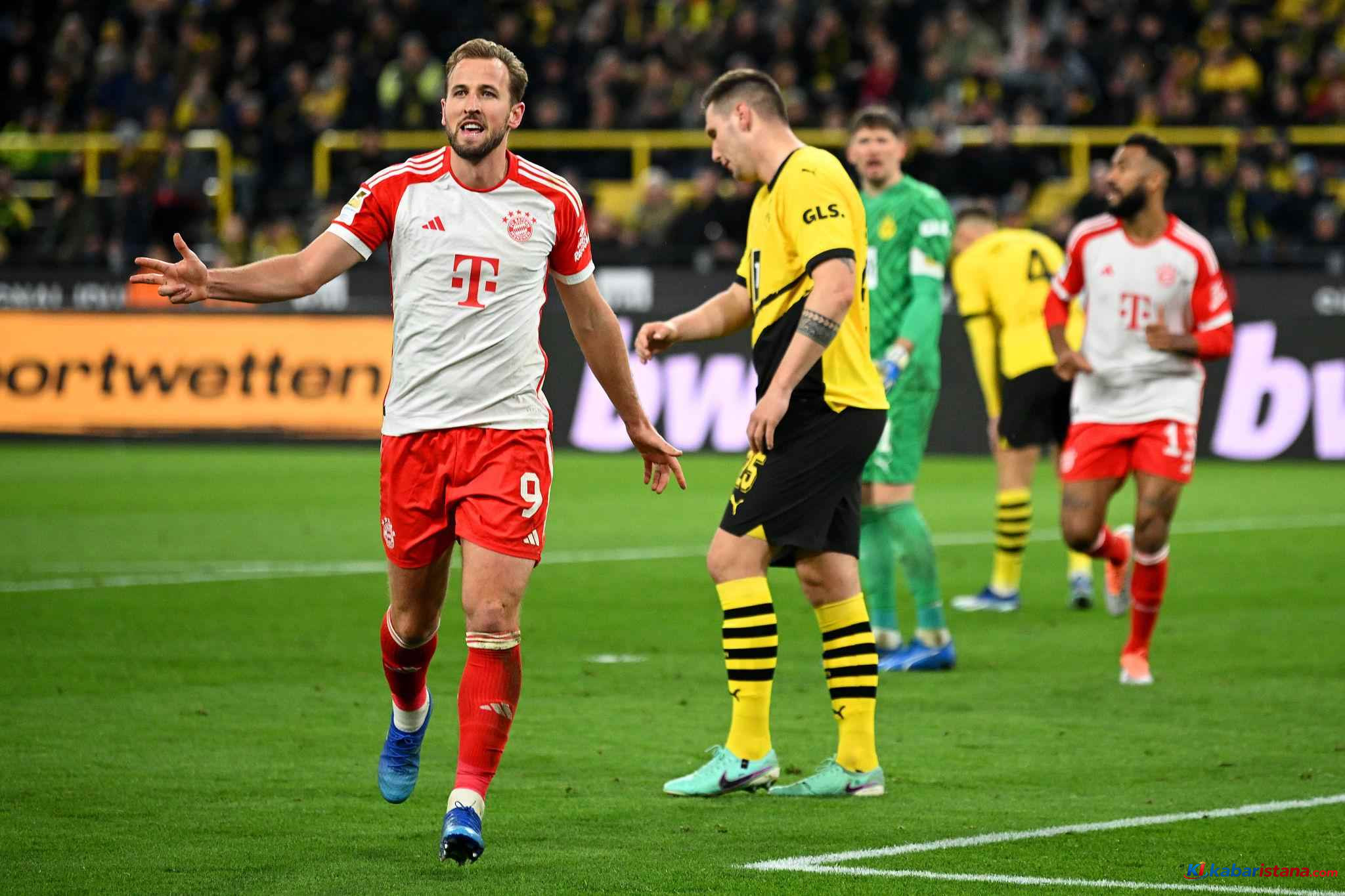 Aksi Harry Kane saat Bayern Muenchen vs Dortmund Liga Jerman