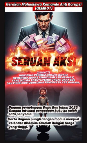 GEMKOT Soroti Dugaan Intervensi dan Penyimpangan Dana BOS di Dinas Pendidikan Kabupaten Mamasa