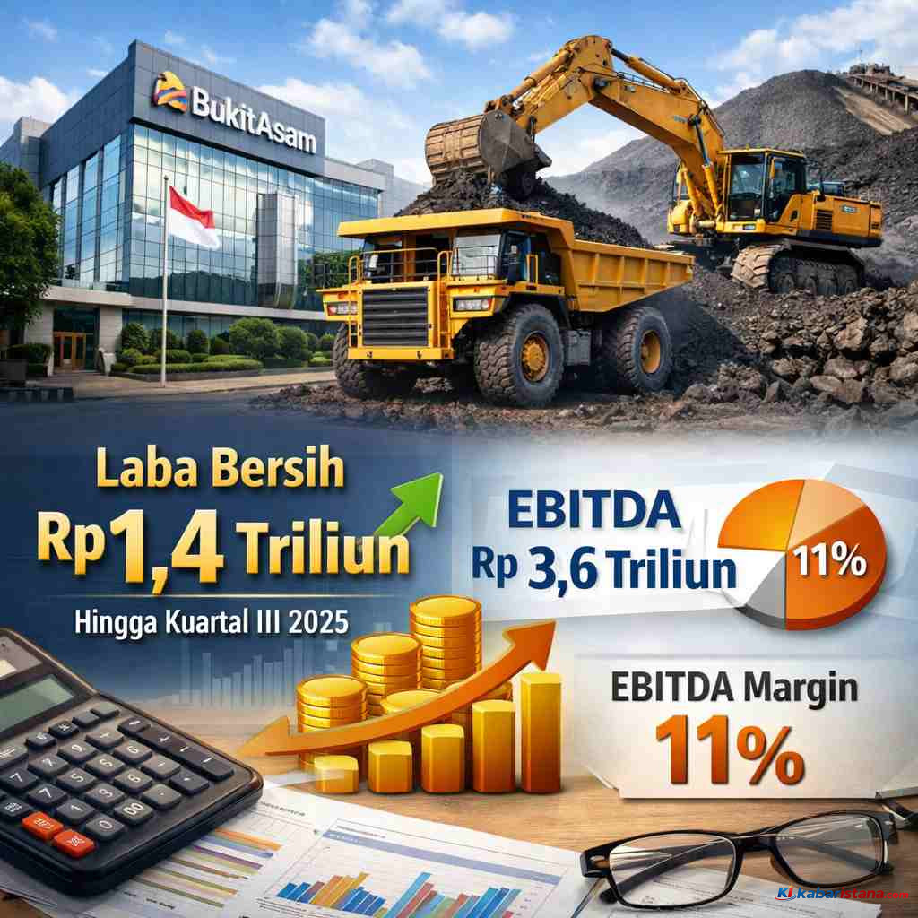 hilirisasi batu bara PTBA melalui kinerja keuangan laba bersih 1,4 triliun EBITDA 3,6 triliun kuartal III 2025