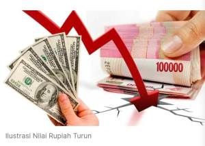nilai tukar rupiah turun terhadap dolar AS