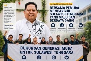 Dukungan mahasiswa untuk Anton Timbang generasi muda Sultra melalui spanduk di lingkungan kampus