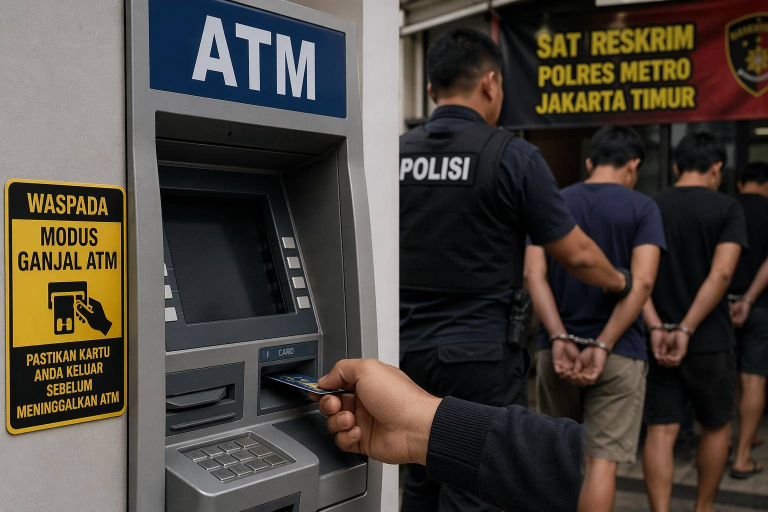 ilustrasi sindikat ganjal ATM Cipayung saat polisi menangkap pelaku di lokasi mesin ATM