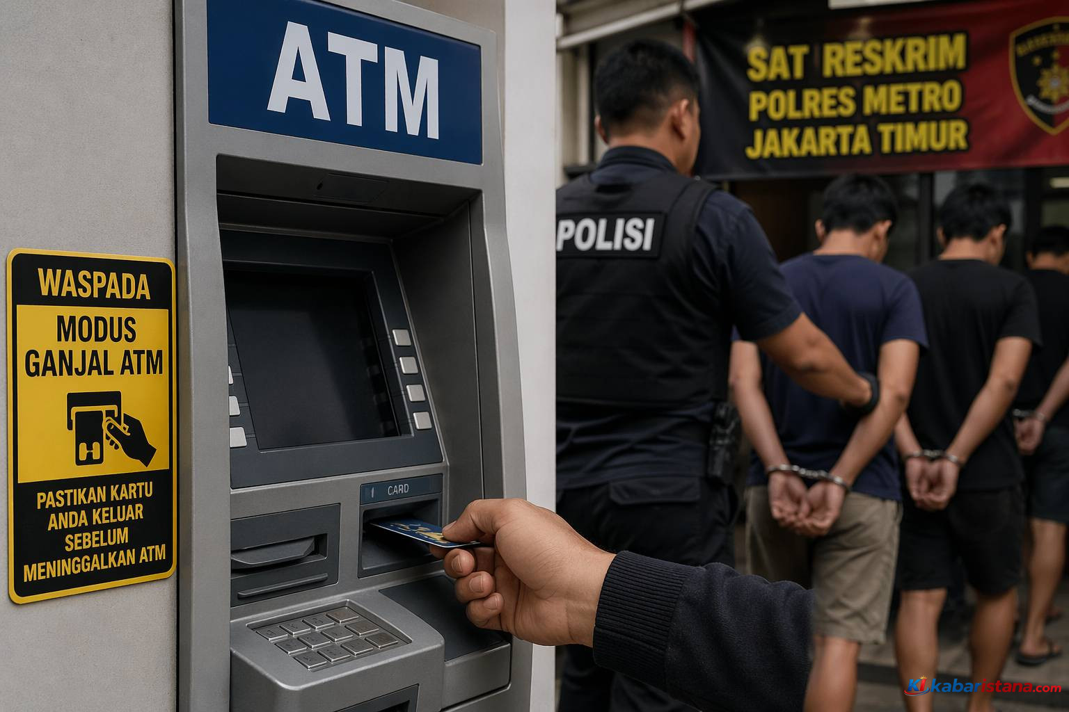ilustrasi sindikat ganjal ATM Cipayung saat polisi menangkap pelaku di lokasi mesin ATM