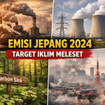 emisi Jepang 2024 dari industri, pembangkit listrik, hutan penyerap karbon, dan polusi udara di Tokyo