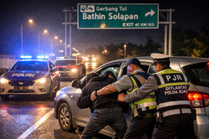 ilustrasi kejar-kejaran tol permai dan penangkapan pelaku penculikan anak oleh polisi pjr riau