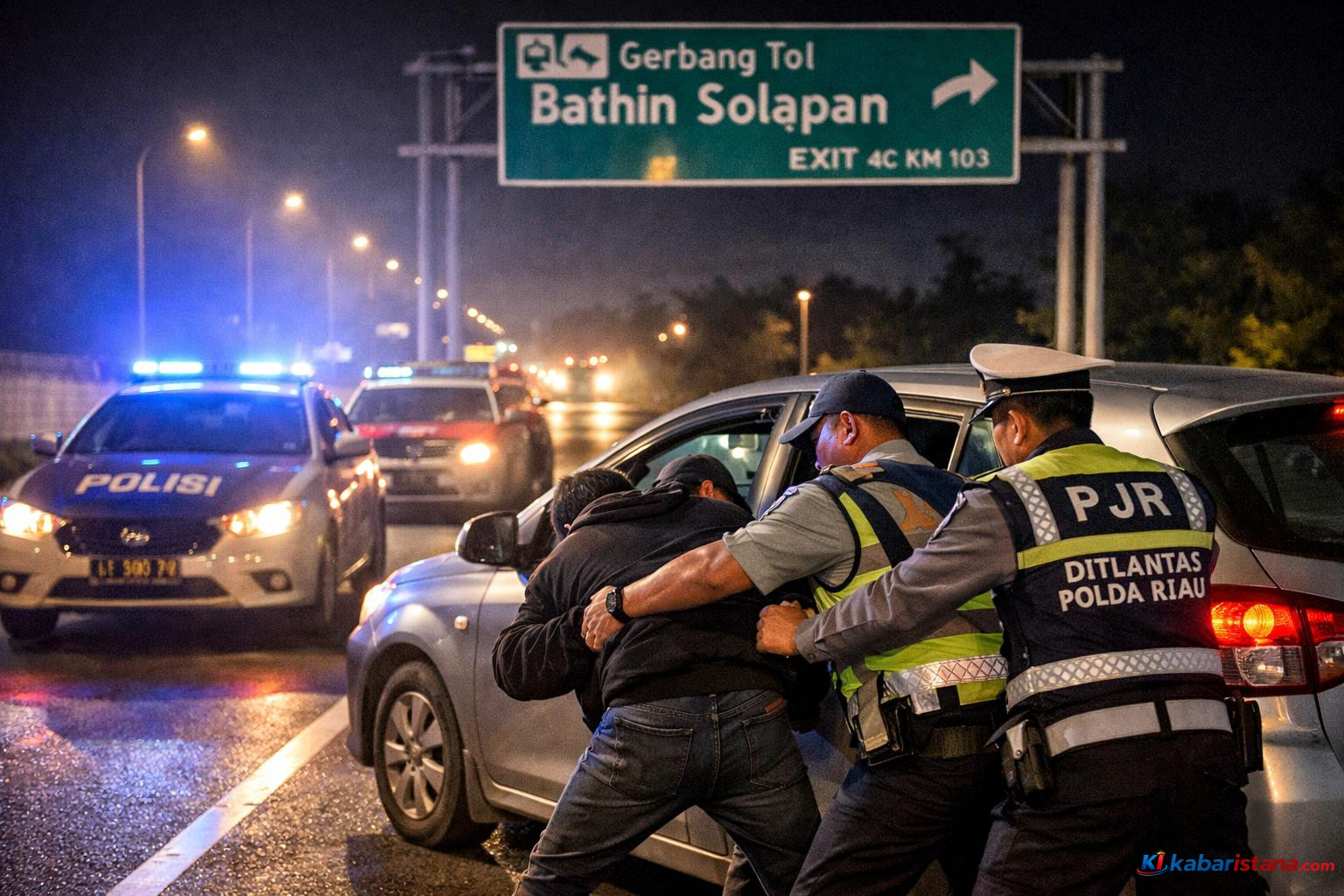 ilustrasi kejar-kejaran tol permai dan penangkapan pelaku penculikan anak oleh polisi pjr riau