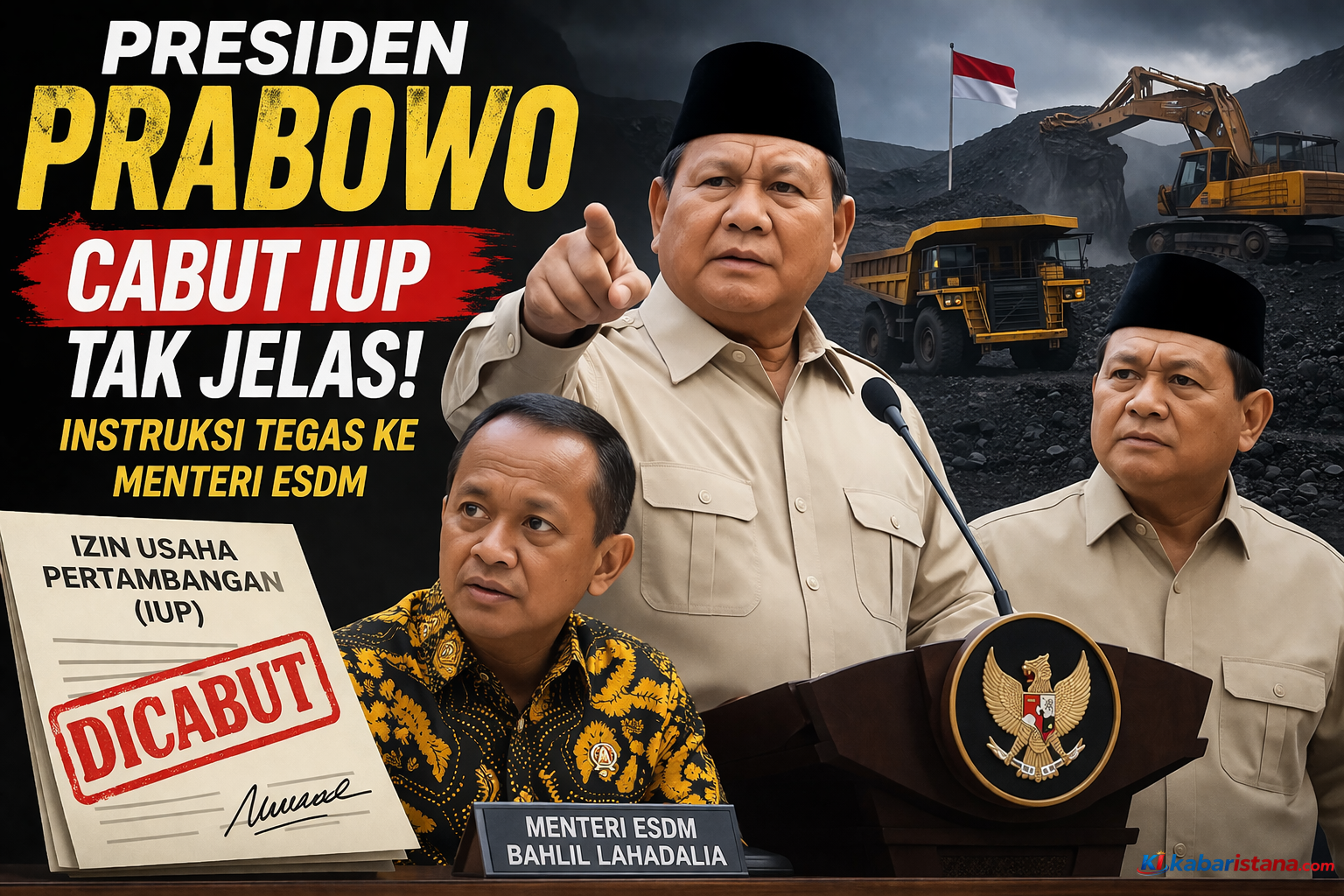 Prabowo cabut IUP tak jelas dan instruksi tegas kepada Menteri ESDM Bahlil Lahadalia terkait penertiban tambang Indonesia.