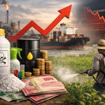 Ilustrasi kenaikan biaya impor bahan baku pestisida yang berdampak pada industri dan petani akibat harga energi global dan gangguan rantai pasok.