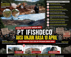 dugaan pelanggaran tambang nikel PT Ifishdeco aksi unjuk rasa 10 April Konawe Selatan