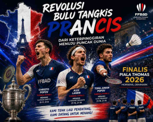 Ilustrasi Final Thomas Prancis 2026 dengan pemain Prancis merayakan kemenangan