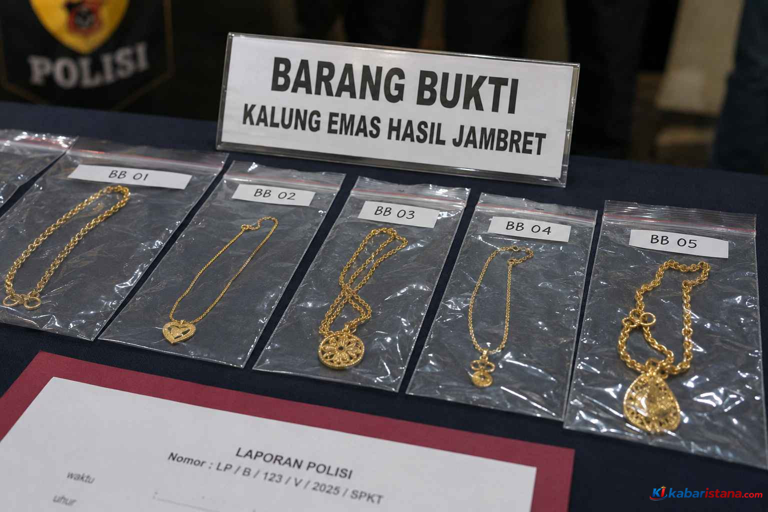 pekerja toko perhiasan Tamansari dan barang bukti kalung emas hasil jambret