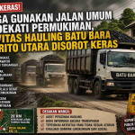 aktivitas hauling batu bara Sikui di jalan umum dekat permukiman warga