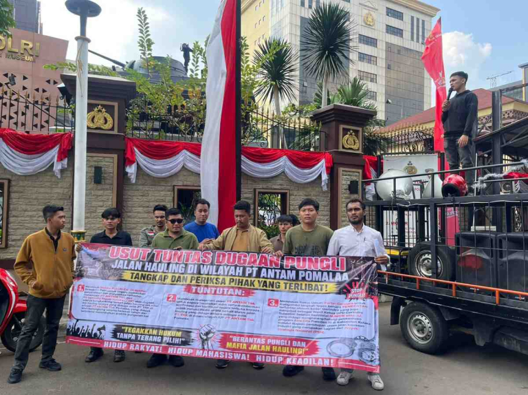 ALIANSI MAHASISWA PEDULI PERTAMBANGAN SULAWESI TENGGARA LAPORKAN INISIAL (NJMDN ALIAS JJ) DUGAAN PUNGUTAN JALAN HAULING DI WILAYAH IUP ANTAM POMALAA
