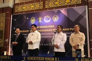Kanal aduan terpadu pemerintah dibahas dalam konferensi pers Kemenko Kumham Imipas di Jakarta