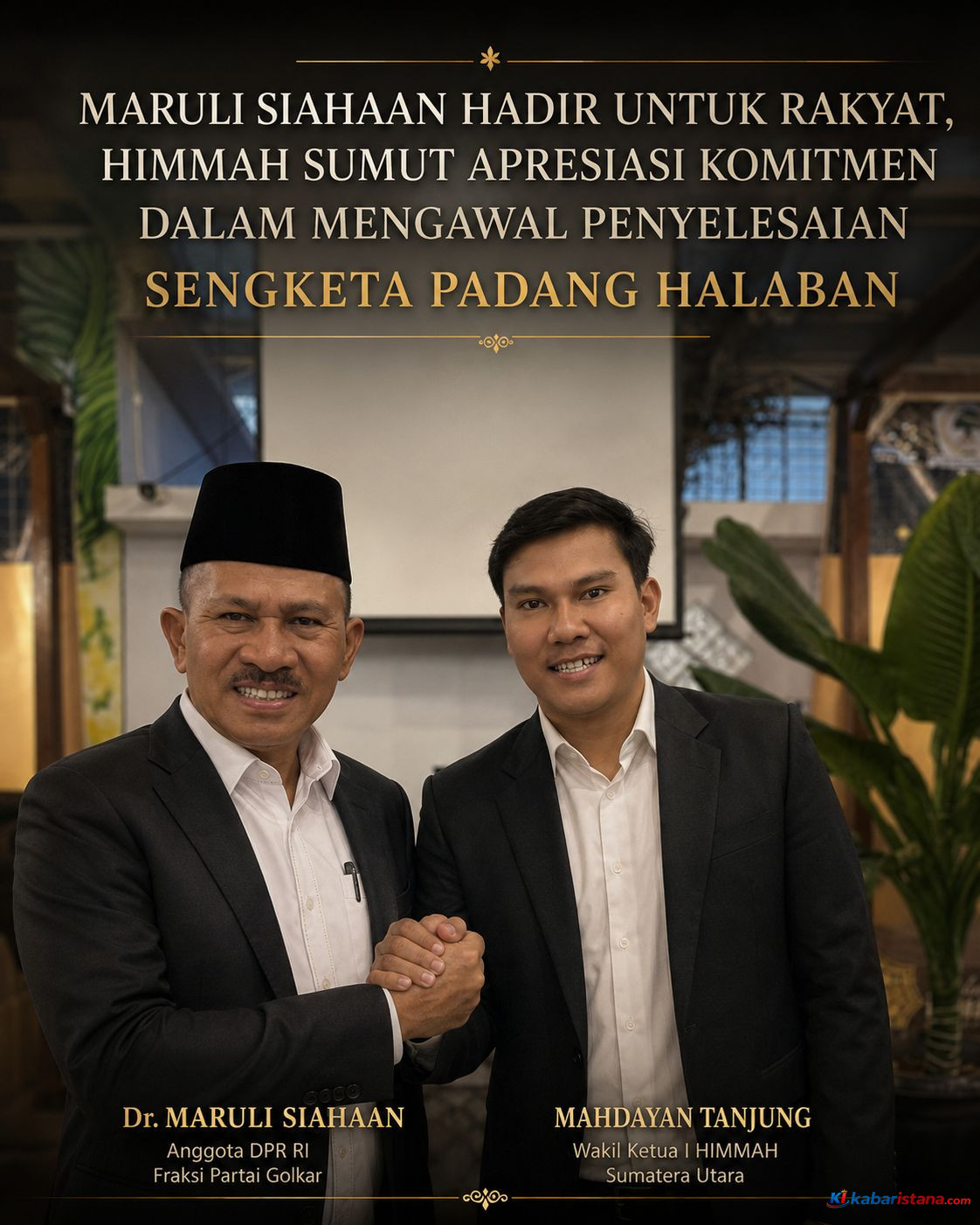 Maruli Siahaan Padang saat mengawal penyelesaian sengketa lahan Padang Halaban dan menerima apresiasi dari HIMMAH Sumut
