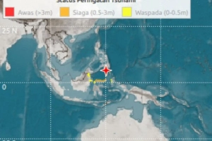 Peta lokasi Gempa Laut Sulawesi dan wilayah terdampak tsunami skala mikro